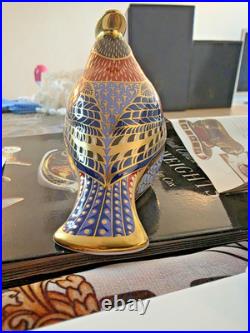 Royal Crown Derby Waxwing Paperweight -Handcrafted Bone China, 22ct Gold Boxed