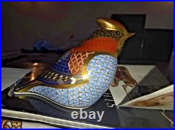Royal Crown Derby Waxwing Paperweight -Handcrafted Bone China, 22ct Gold Boxed
