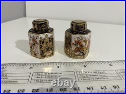 Royal Crown Derby mini tea caddies with lids