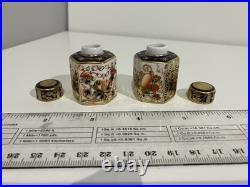 Royal Crown Derby mini tea caddies with lids