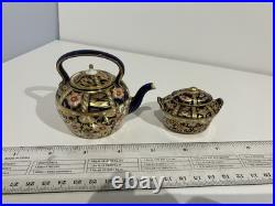 Royal Crown Derby mini teapot and creamer with lids