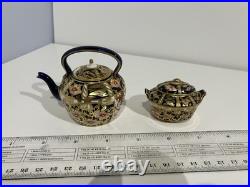 Royal Crown Derby mini teapot and creamer with lids
