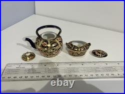 Royal Crown Derby mini teapot and creamer with lids