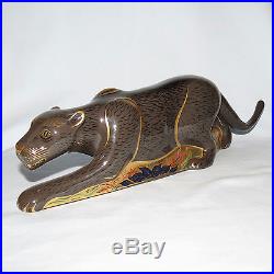 Royal Crown Derby paperweight Prestige Black Panther Gold Stopper + Box