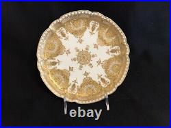 Royal Crown Derby porcelain plate raised gold gilt Lace pattern #3288 8 3/8 dia