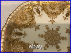 Royal Crown Derby porcelain plate raised gold gilt Lace pattern #3288 8 3/8 dia