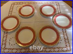 Royal Crown Derby set of 6 pink and gold dessert/lunch plates