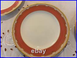 Royal Crown Derby set of 6 pink and gold dessert/lunch plates