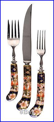 Royal Crown Derby stainless steel and porcelain Imari pattern flatware set