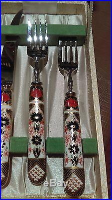 Royal Crown Derby stainless steel and porcelain Old Imari pattern flatware