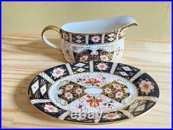 Royal Crown Derby traditional Imari (2451) Gravy boat with underplate, superb