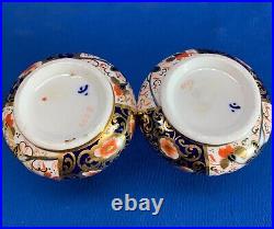 Royal Worcester Davenport Royal Crown Derby Pair Small Imari Posey / Bud Vases