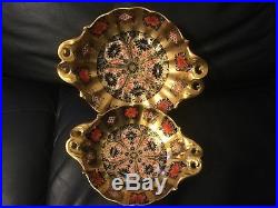 Royal crown derby 1128 old imari solid gold duchess pedestal dish little & large