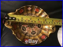 Royal crown derby 1128 old imari solid gold duchess pedestal dish little & large