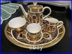 Royal crown derby miniature coffee / Tea set In Imari 1128 Pattern Mint Cond