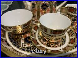 Royal crown derby miniature coffee / Tea set In Imari 1128 Pattern Mint Cond