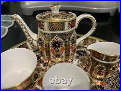 Royal crown derby miniature coffee / Tea set In Imari 1128 Pattern Mint Cond