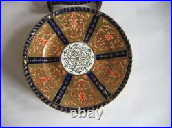 S/6 19th c Cobalt Orange Gold Imari colors 7 dessert plates Royal Crown Derby