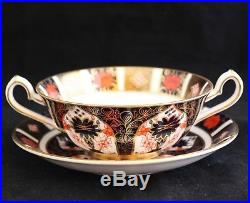 SET 10 ROYAL CROWN DERBY 1128 OLD IMARI CREAM SOUP BOWLS & SAUCERS gold foot