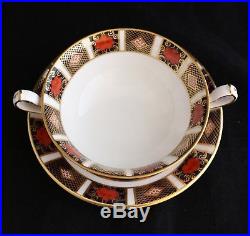 SET 10 ROYAL CROWN DERBY 1128 OLD IMARI CREAM SOUP BOWLS & SAUCERS gold foot