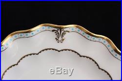 SET 12 Royal Crown Derby LOMBARDY turquoise enameled gold rim SALAD PLATES