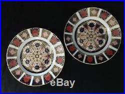 Set(2) Royal Crown Derby 1128 Old Imari Salad Plates Near Mint Condition