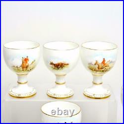 SET OF (12) VINTAGE ROYAL CROWN DERBY CHINA GOBLETS With HUNTING SCENES, 1940