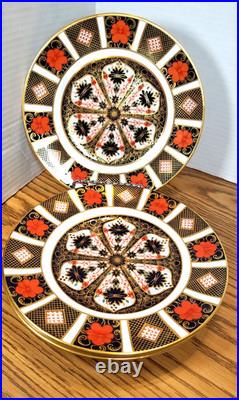 SET OF 4 Royal Crown Derby Old Imari 8 1/4 Salad Plates Handpainted 22k VINTAGE
