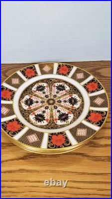 SET OF 4 Royal Crown Derby Old Imari 8 1/4 Salad Plates Handpainted 22k VINTAGE