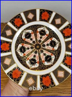 SET OF 4 Royal Crown Derby Old Imari 8 1/4 Salad Plates Handpainted 22k VINTAGE