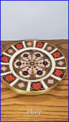SET OF 4 Royal Crown Derby Old Imari 8 1/4 Salad Plates Handpainted 22k VINTAGE