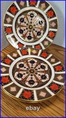 SET OF 4 Royal Crown Derby Old Imari 8 1/4 Salad Plates Handpainted 22k VINTAGE