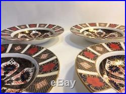 SET OF 4 Royal Crown Derby Old Imari Rimmed Soup Bowls 1st Quality MINT