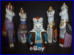 SET OF 5 Royal Crown Derby Royal Cats PERFECT Condition