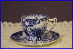 SET OF 8 ROYAL CROWN DERBY BLUE MIKADO DEMITASSE TEA CUP AND SAUCER c1948