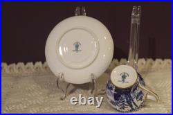 SET OF 8 ROYAL CROWN DERBY BLUE MIKADO DEMITASSE TEA CUP AND SAUCER c1948
