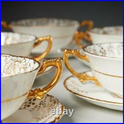 SET OF (8) ROYAL CROWN DERBY VINE POSIE CENTER CREAM SOUP BOWLS With SAUCERS