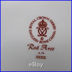 SET OF FOUR Royal Crown Derby Bone China RED AVES Dinner Plates