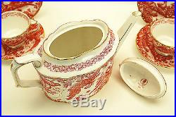 Stunning Fine 19 Pc Royal Crown Derby Red Aves Tea Set