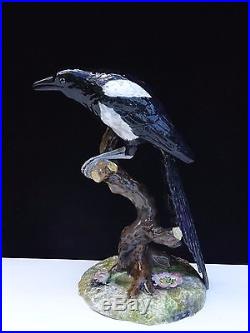 Superb Vintage Royal Crown Derby 9 3/4 Jackdaw Bird Figurine Rare Piece