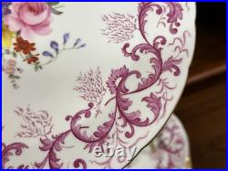 Set (12) Royal Crown Derby Purple Scroll Posie Center 9 Luncheon Plates A496