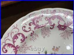 Set (12) Royal Crown Derby Purple Scroll Posie Center 9 Luncheon Plates A496
