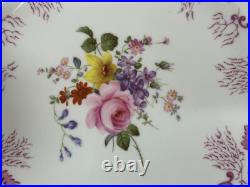 Set (12) Royal Crown Derby Purple Scroll Posie Center 9 Luncheon Plates A496