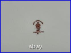 Set (12) Royal Crown Derby Purple Scroll Posie Center 9 Luncheon Plates A496