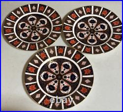 Set 3 Royal Crown Derby English 1128 Old Imari XLIX 10.5/8 Dinner Plates Mint