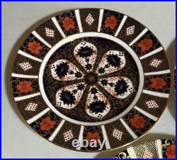 Set 3 Royal Crown Derby English 1128 Old Imari XLIX 10.5/8 Dinner Plates Mint