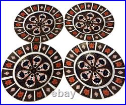 Set 4 Royal Crown Derby English 1128 Old Imari XLIX 10 5/8 Dinner Plates Mint