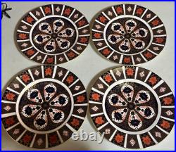 Set 4 Royal Crown Derby English 1128 Old Imari XLIX 10 5/8 Dinner Plates Mint