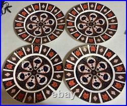 Set 4 Royal Crown Derby English 1128 Old Imari XLIX 10 5/8 Dinner Plates Mint