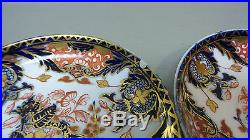 Set/4 Royal Crown Derby Porcelain Imari Kings Pattern Cup & Saucers, Red Mark